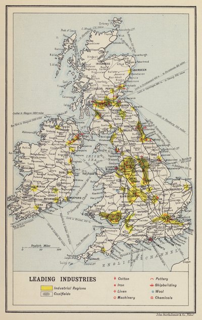 Britanya Adaları, Ekonomik, Önde Gelen Endüstriler (lito) by John George Bartholomew