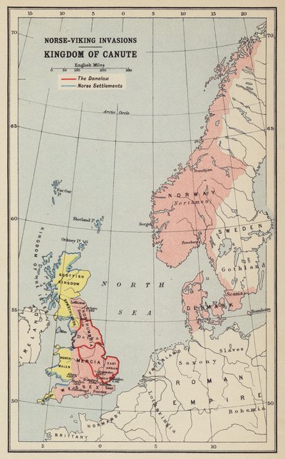 İskandinav-Viking İstilaları, Canute Krallığı (lito) by John George Bartholomew