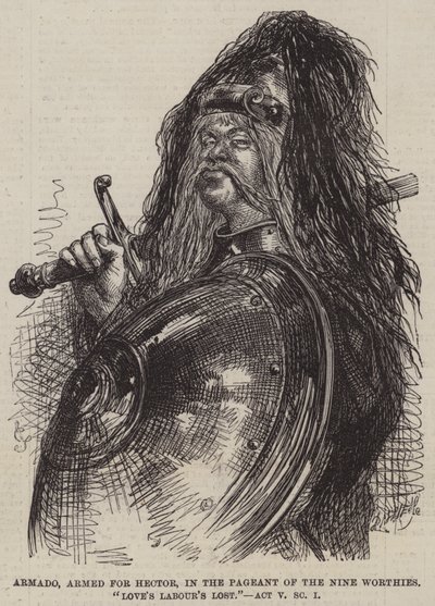 Armado, Hector için silahlanmış, Dokuz Değerliler Yarışmasında, Love's Labour's Lost, Act V Scene I by John Gilbert