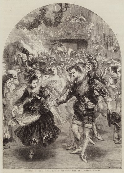 Eski Zamanda Baronial Salonunda Noel by John Gilbert