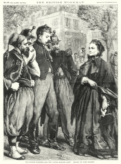 Fransız Askerleri ve "Little English Lady" (gravür) by John Gilbert
