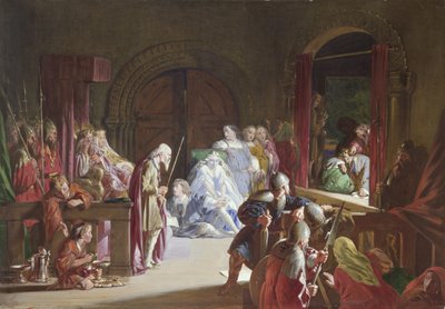 Hamlets babasının ölümünün yeniden canlandırılması, III. Perde, 2. Sahne (wc ve guaj) by John Gilbert