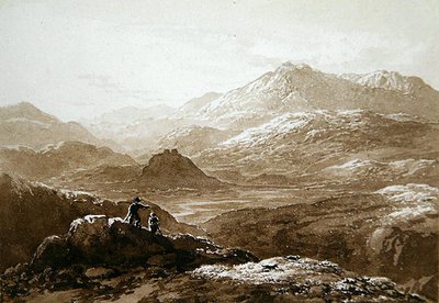 Dolwyddelan Kalesi ve Moel Siabod (kağıt üzerine sulu boya) by John Glover