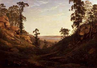 Derwent Nehri ve Hobart Kasabası, Tazmanya (tuval üzerine yağlı boya) by John Glover
