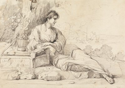 Bir İtalyan Manzarasında Uzanan Kadın Figürü by John Hamilton Mortimer