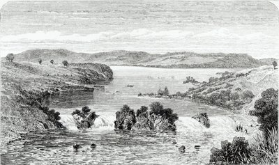 Ripon Şelalesi - Victoria N'yanza'dan akan Nil, 1863'te yayınlanan Speke'nin 'Journal of the Discovery of the Source of the Nil'den. by John Hanning Speke