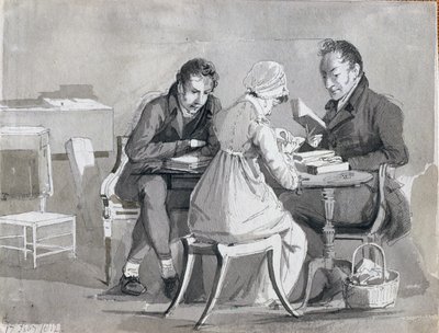 Bir Akşam Okuması, 17 Şubat 1812 (kağıt üzerinde kalem ve mürekkep yıkama) by John Harden