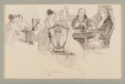 Bir Akşam Eğlencesi, 1804 (kağıt üzerinde kalem ve mürekkep) by John Harden