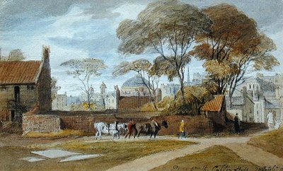 Calton Hill, Edinburgh - Kayıt Evi (kağıt üzerine suluboya) by John Harden