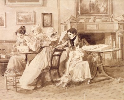 Aile Hayatı (kağıt üzerinde kalem ve mürekkep yıkama) by John Harden