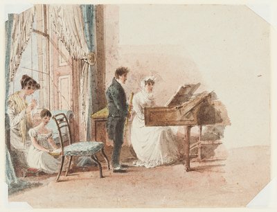 Salon içi, 1827 (kağıt üzerinde wc) by John Harden
