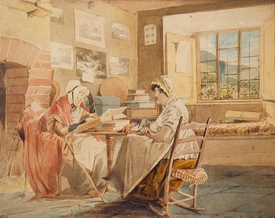 İç, Brathay Hall (kağıt üzerine sulu boya) by John Harden