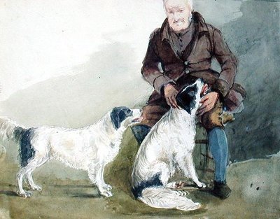 Binbaşı Gilpin ve köpekleri (kağıt üzerine sulu boya) by John Harden