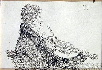Keman Çalmak (kağıt üzerine kalem ve mürekkep) by John Harden