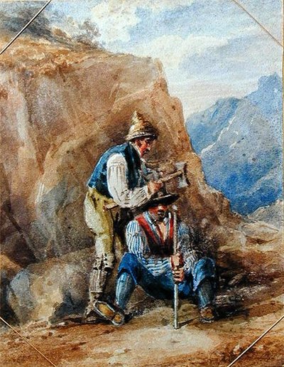 Taş Ocağı İşçileri (kağıt üzerine sulu boya) by John Harden