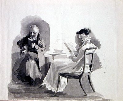Okuma (kağıt üzerinde kalem ve mürekkep) by John Harden