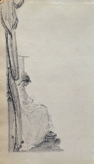 Pencereden Okuma (kağıt üzerine kalem ve mürekkep) by John Harden