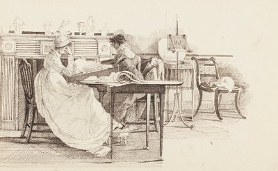 Şömine başında okuma, 1805 by John Harden