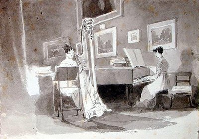 Düet (kağıt üzerinde kalem ve mürekkep yıkama) by John Harden