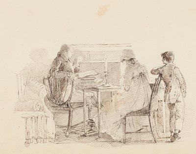 Şöminenin yanında üç, 1805 by John Harden
