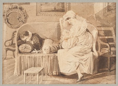 Kanepede üç, 1805 (kağıt üzerinde wc) by John Harden