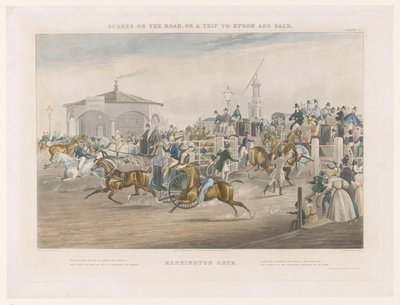 Kennington Park ve Camberwell New Road arasındaki işlek kavşaktaki gişenin görünümü Kennington Kapısı (nesne üzerindeki başlık) Epsom