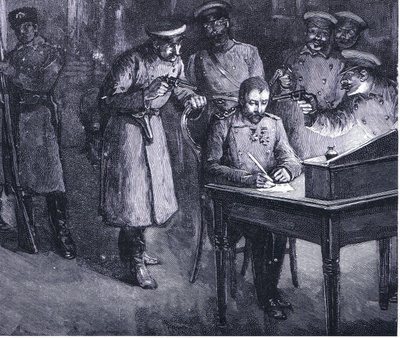 Prens Alexander tahttan feragatini imzalıyor 1886, Hutchinsons Uluslar Tarihi