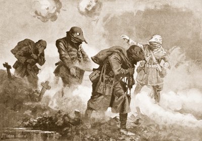 Teğmen (Geçici Kaptan) E.M. Allfrey, bir gaz saldırısı sırasında hareket halindeki birliklere mühimmat, erzak ve su tedarikini yönetiyor by John Harris Valda