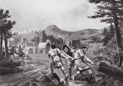 Eflaklı Dağlıların Bir Şehir Kurması, Dokuzuncu Yüzyıl (taş baskı) by John Harris Valda