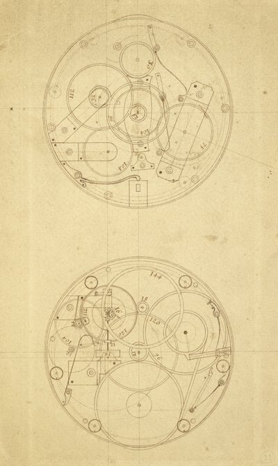 John Harrison tarafından tasarlanan ve çizilen bir boylam zaman ölçer H.4