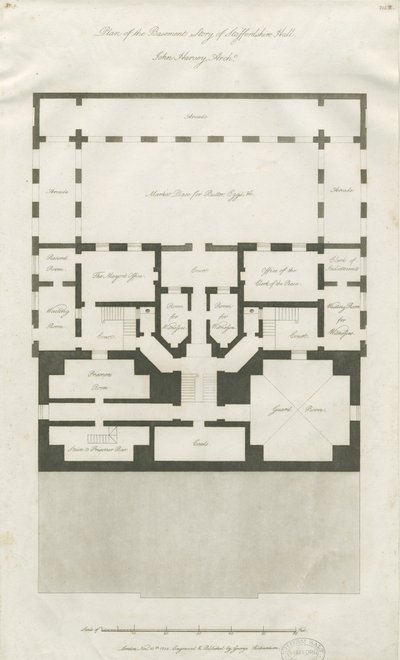 Stafford - Shire Salonunun Bodrum Kat Planı Öyküsü: gravür, nd [1794-1798] (baskı) by John Harvey