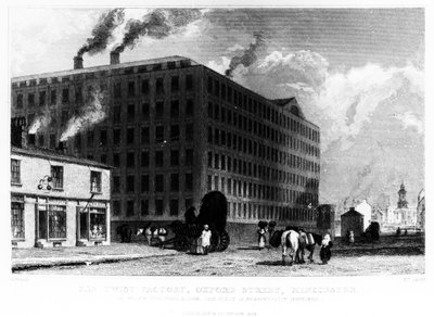 The Twist Factory, Oxford Street, Manchester, John McGahey tarafından kazınmış, 1829 by John Harwood
