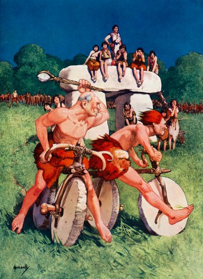 Tarih Öncesi Bir Toprak Pist Yarışı (renkli taş baskı) by John Hassall