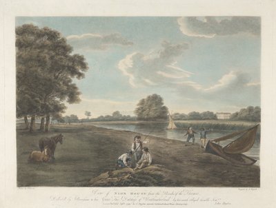 Thames Kıyılarından Sion Evi'nin görünümü by John Hassell