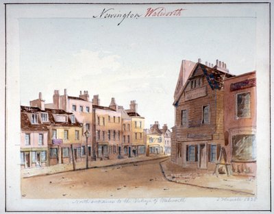 Walworth köyünün görünümü, Southwark, kuzey girişinden, Londra, 1825 by John Hassell