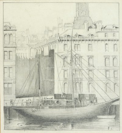 Quayside, Newcastle (pencil on card) by John Henderson
