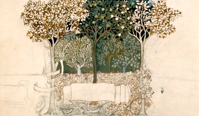Trees in an orchard, tapestry design for Morris and Co. (pen, ink und wc on paper) by John Henry Dearle