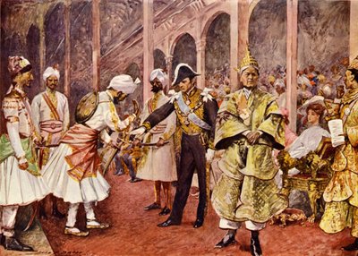 Bir durbar (renkli lito) by John Henry Frederick (after) Bacon