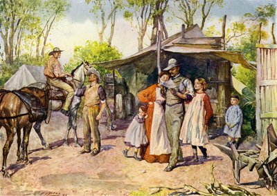 Avustralya çalısında mektup teslimi (renkli taş) by John Henry Frederick (after) Bacon