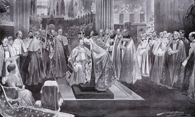 King Edward VII'nin Canterbuty Başpiskoposu tarafından taç giyme töreni, Westminster Abbey, Londra, 1902 by John Henry Frederick Bacon