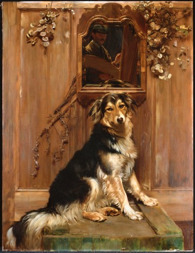 Köpek ve Ayna (tuval üzerine yağlı boya) by John Henry Lorimer