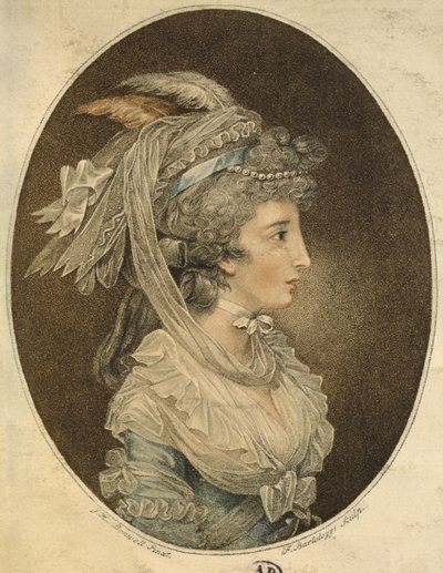 Francesco Bartolozzi (1727-1815) tarafından oyulmuş İngiliz saç modeli (renkli gravür) by John Hodges Benwell