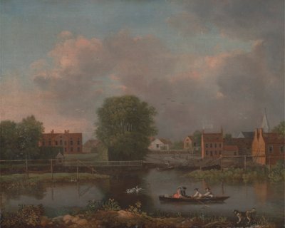 Bir Nehir Manzarası, muhtemelen Rochester Köprüsü'nün Batı Yakasından Bir Görünüm by John Inigo Richards RA