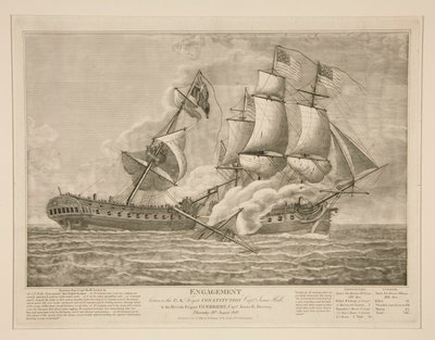 ABD Fırkateyn Anayasası ile Britsh Fırkateyn Guerrière arasındaki angajman by John James Barralet