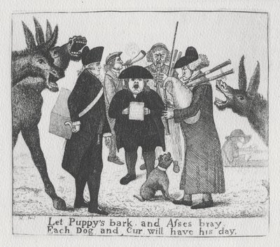 Köpeklerin havlamasına ve Eşeklerin anırmasına izin verin, Her Köpek ve Kedi kendi gününü yaşayacak, 1784 by John Kay