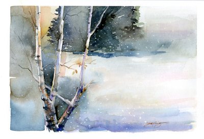 Kışın Huş Ağacı, 2015, (suluboya) by John Keeling