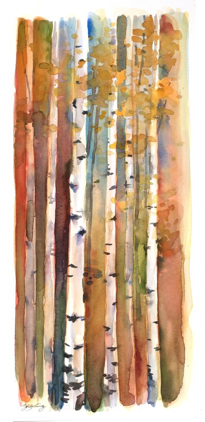 Sonbaharda Huş Ağacı, 2013, (suluboya) by John Keeling