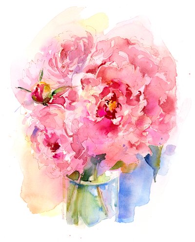 Şakayık buketi, 2016, (suluboya) by John Keeling