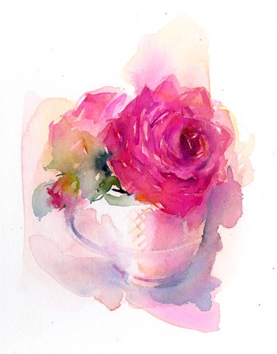 Çay Fincanı Gül, 2017, (suluboya) by John Keeling