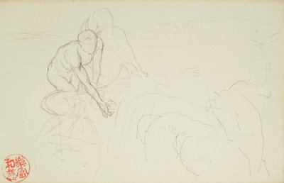 Aşil ve Xanthus, La Farge folyo #849 ve #860'dan 42 çizimden biri by John La Farge
